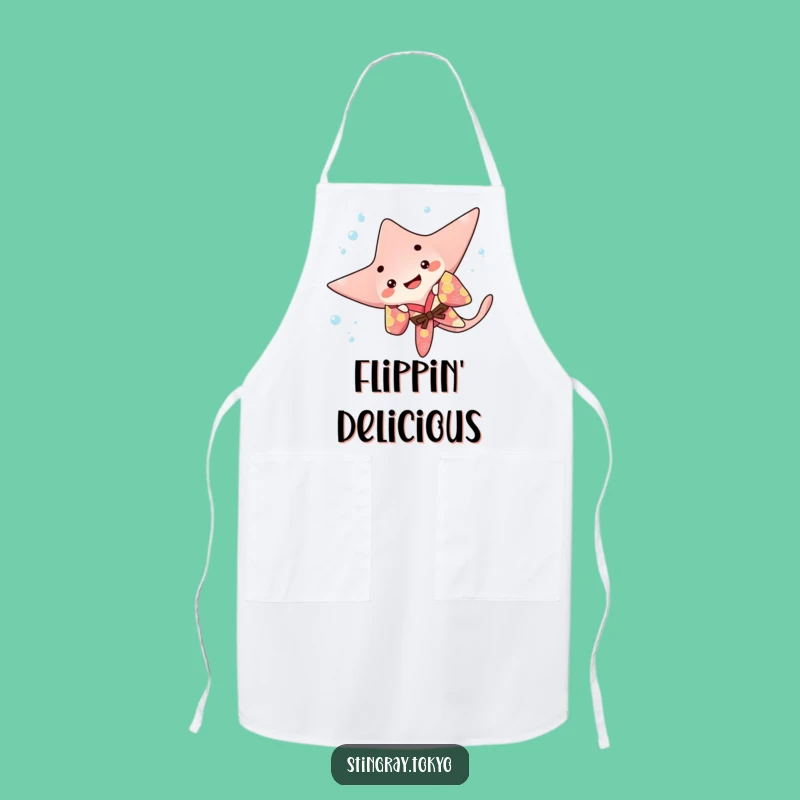 Funny Stingray Flip Apron: Playful Ocean Kitchen Wear for Energetic Cooks