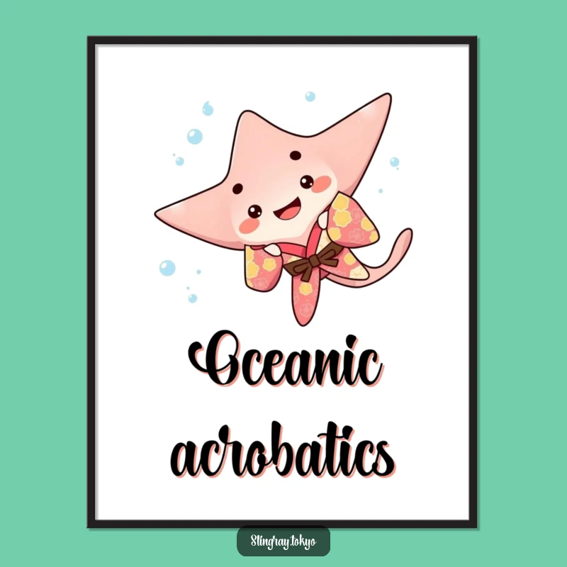 Funny Stingray Flip Digital Art: Printable Ocean Decor for Dynamic Walls