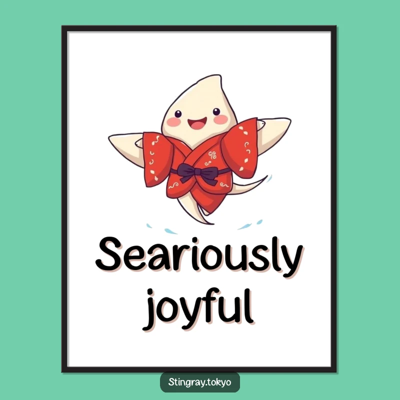 Funny Stingray Kimono Joy Digital Art: Printable Ocean Decor for Whimsical Walls