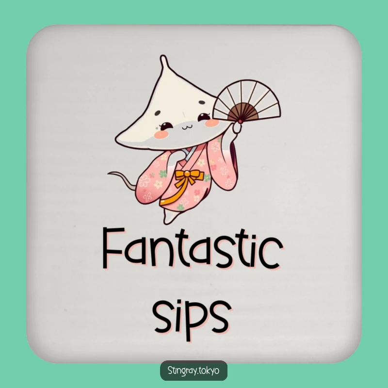 Funny Stingray Fan Dance Drink Coaster - Floral Kimono Protector