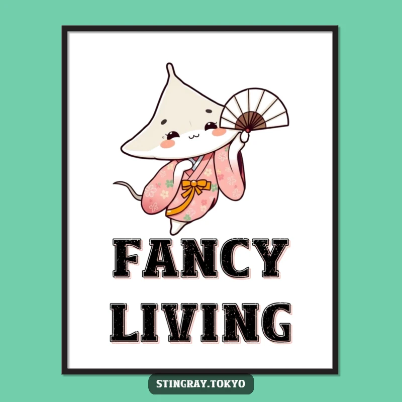 Funny Stingray Fan Dance Poster - Floral Kimono Wall Art