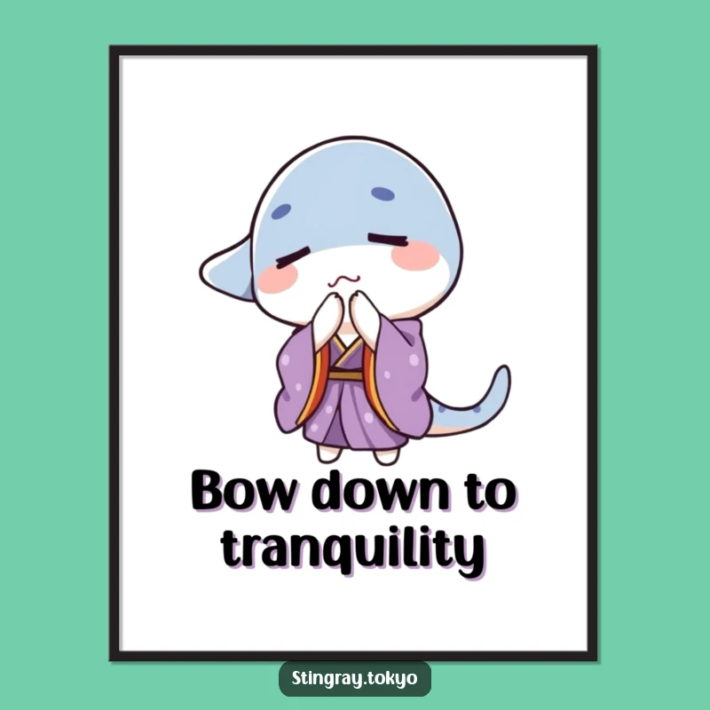 Funny Bowing Stingray Poster: Purple Kimono Serenity, Peaceful Wall Art Gift