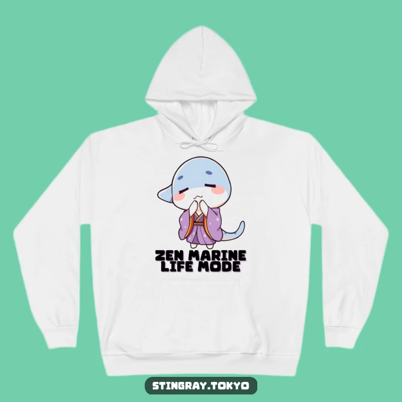 Cozy Funny Bowing Stingray Hoodie: Purple Kimono Comfort, Zen Humor Gift