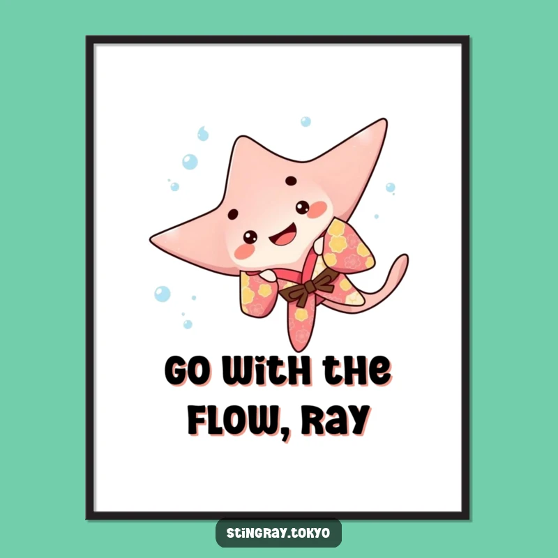 Free Printable Funny Stingray Flip Wall Art, Colorful Kimono Downloadable Decor