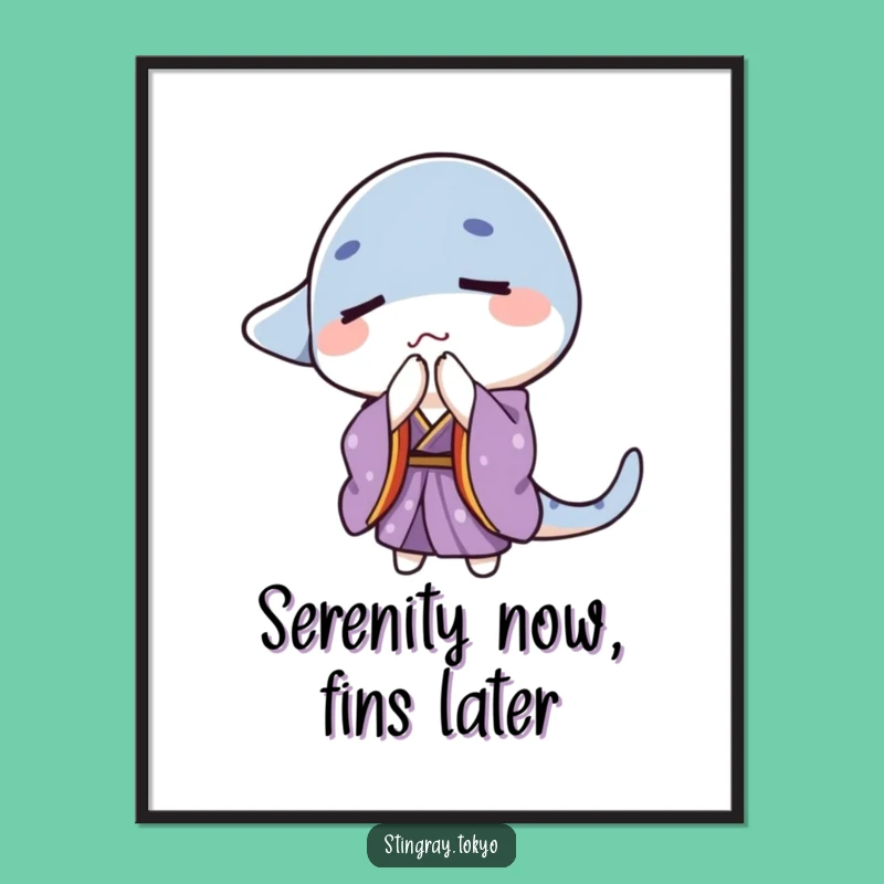 Funny Free Printable Wall Art: Bowing Stingray Kimono - Zen Downloadable Decor Gift