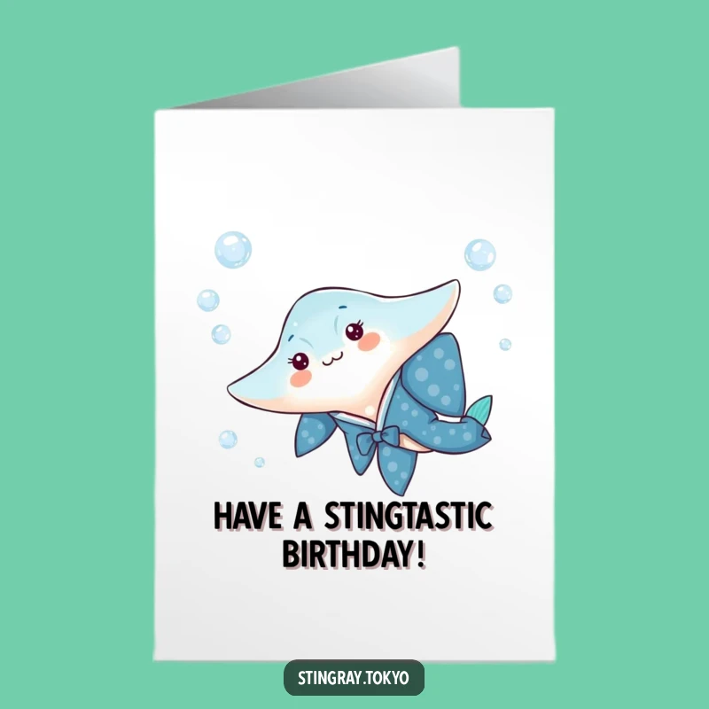 Free Printable Birthday Card: Stingray's Playful Dance in Kimono for Joy