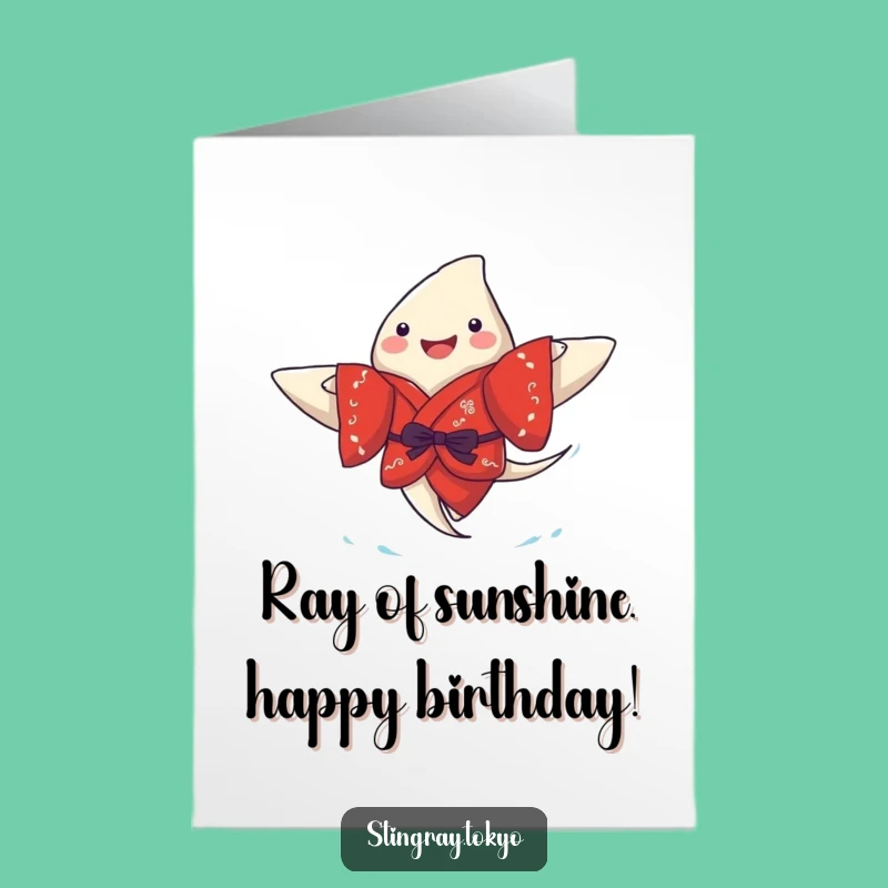 Free Printable Funny Stingray Birthday Card, Kimono Swimmer Downloadable Joy
