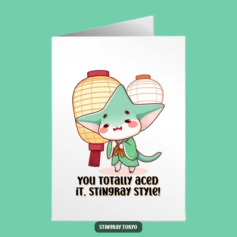 Free Printable Congrats Card: Playful Stingray Kimono - Funny Downloadable Gift