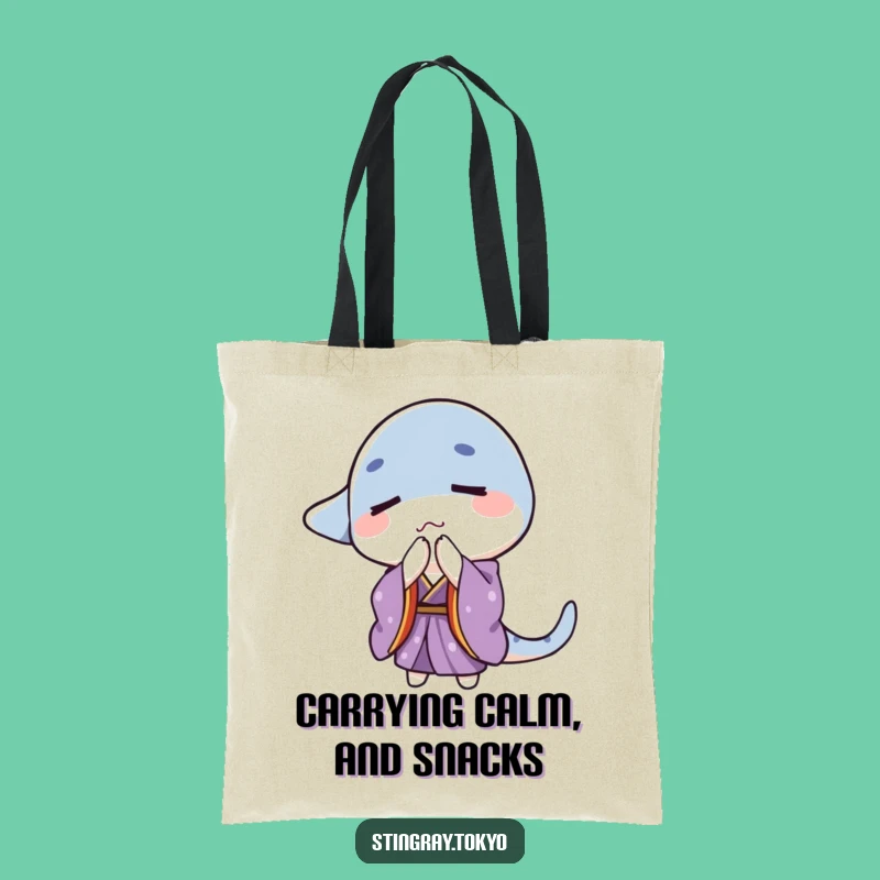 Funny Bowing Stingray Tote Bag: Purple Kimono Style, Serene and Humorous Gift